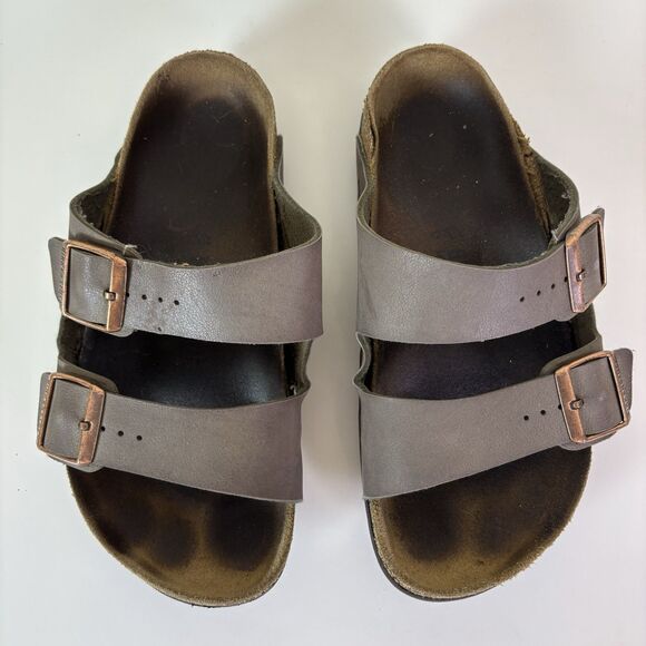 Birkenstock Arizona Sandals Size 39 Regular Brown Leather Soft Footbed Trashed - Picture 3 of 16